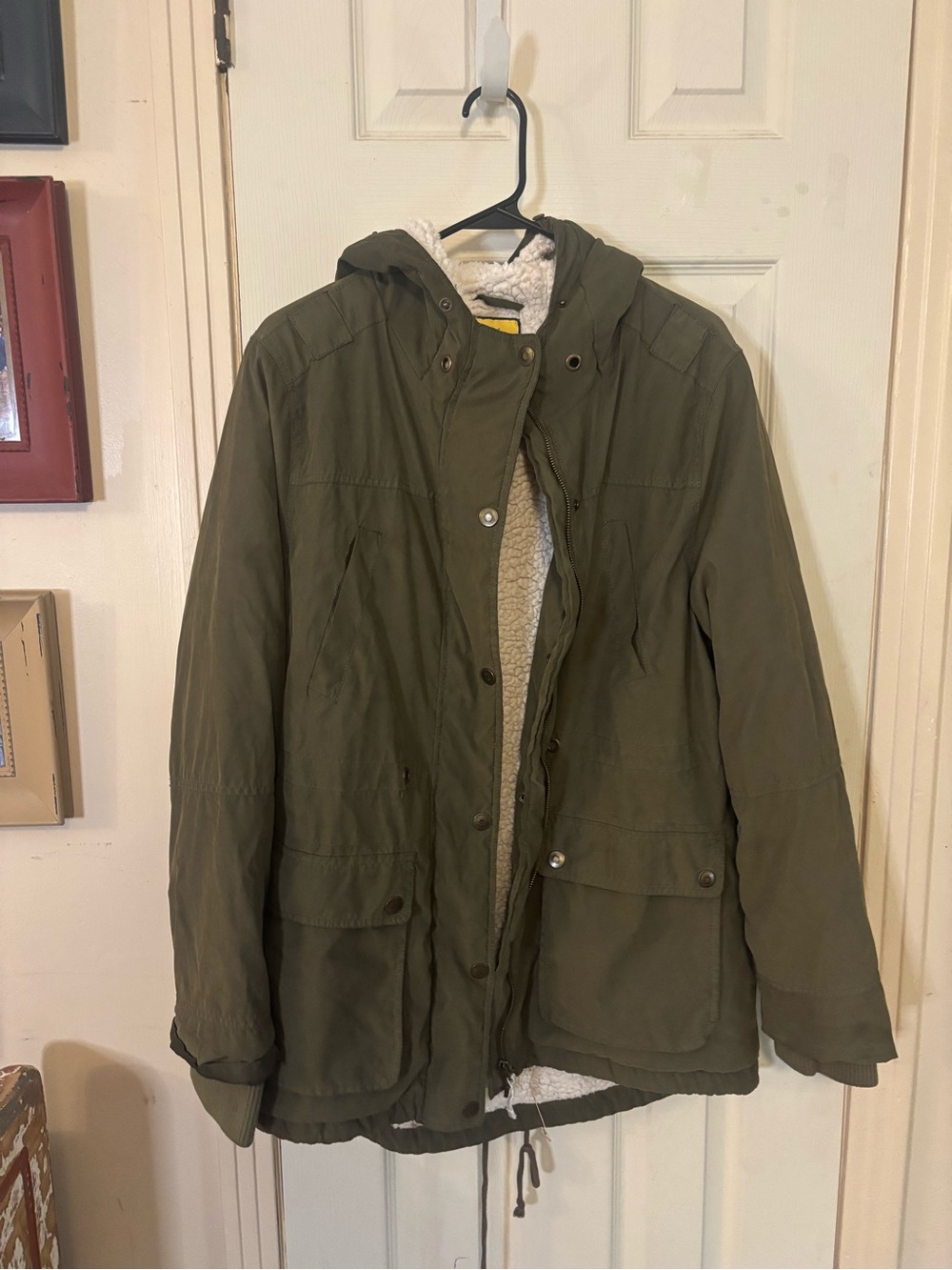 Prince & Fox Olive Green Hooded Field Jacket with Sherpa Lining
